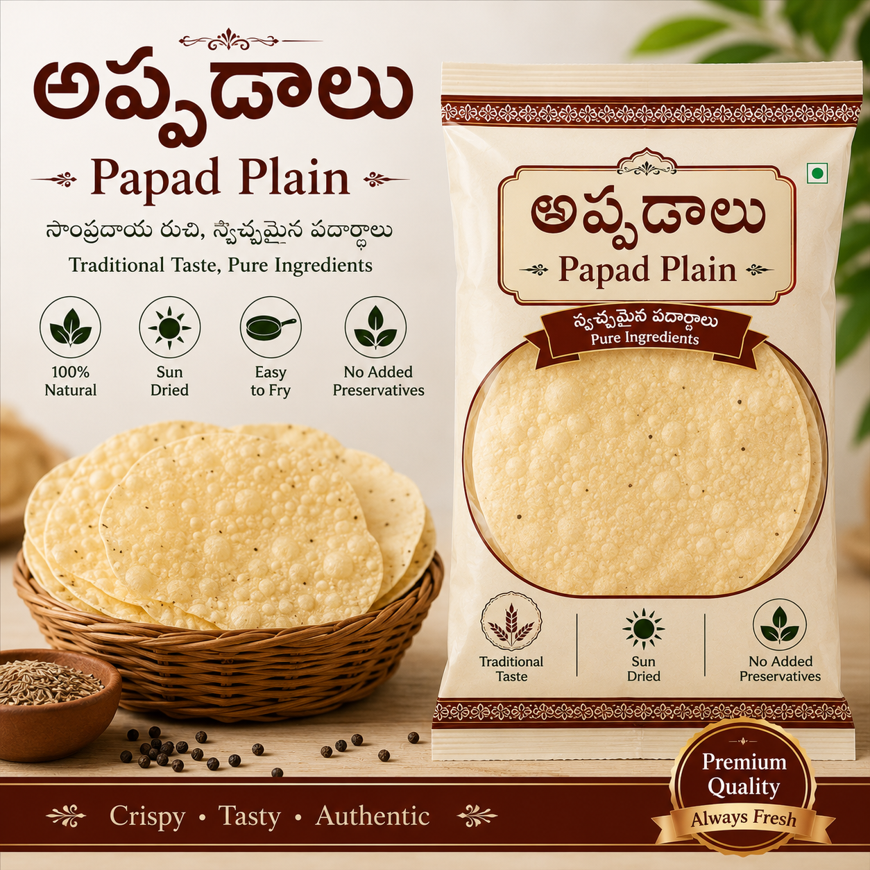 అప్పడాలు | Papad Plain