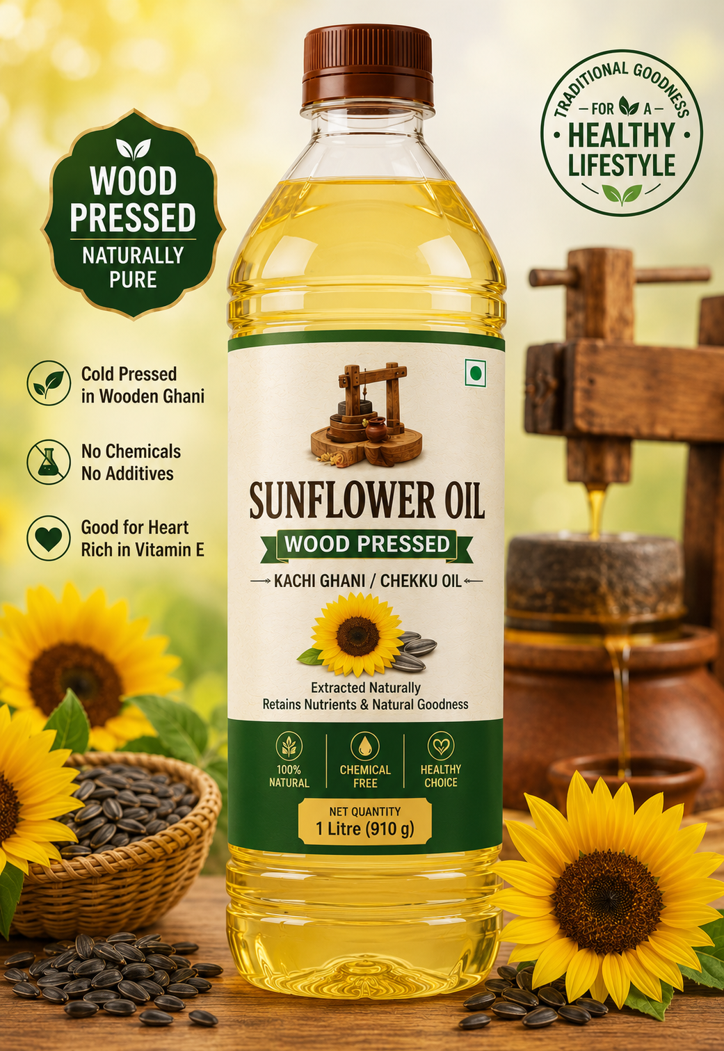 Sunflower Oil - Wood Pressed