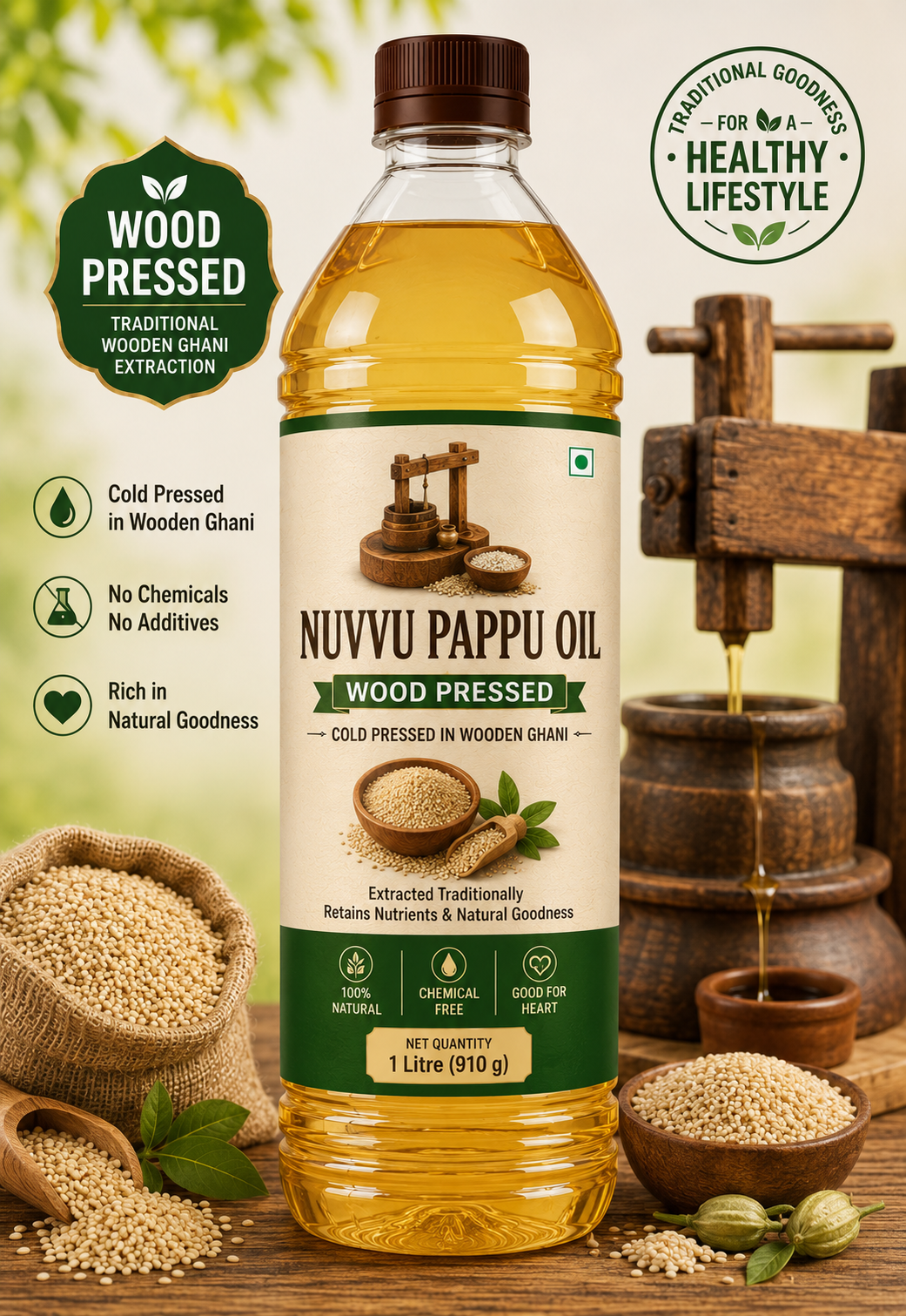 Nuvvu Pappu Oil - Wood Pressed